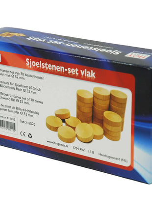 Dit is een foto van het spel Sjoelstenen Set 30St.Wedstr.52Mm.Holgedr te koop bij Speldorado Spellenwinkel Delft