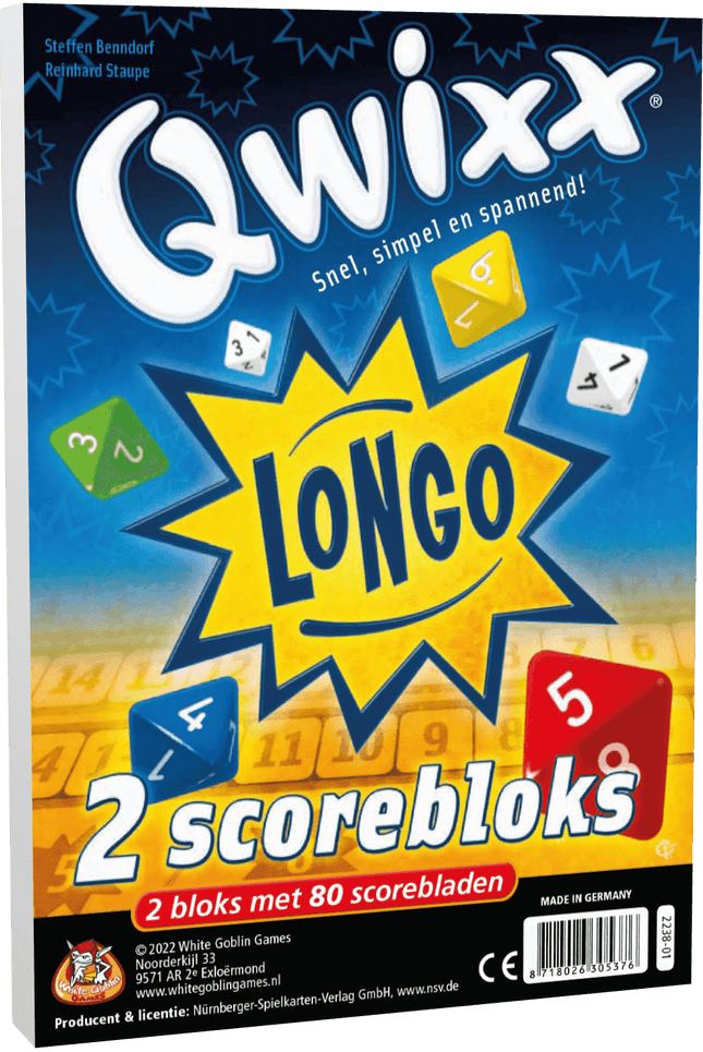 Qwixx Longo Bloks (Extra Scoreblocks), WGG2238 van White Goblin Games te koop bij Speldorado !