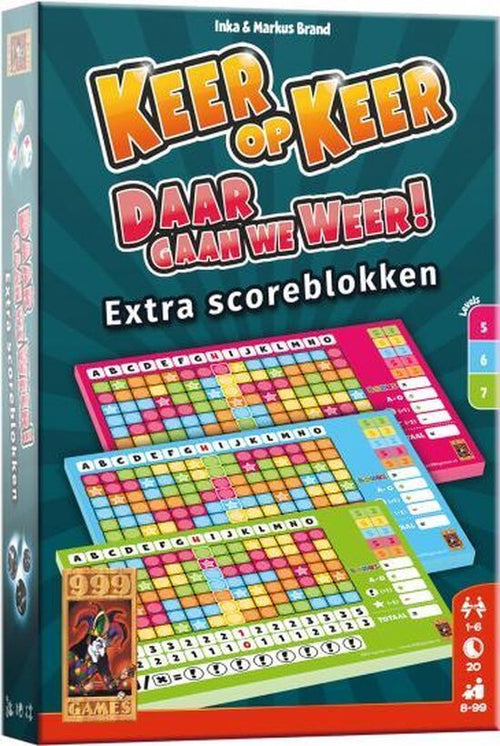 Keer Op Keer Scoreblok 3 Stuks Level 5, 6 En 7 - Dobbelspel, 999-KEE04 van 999 Games te koop bij Speldorado !