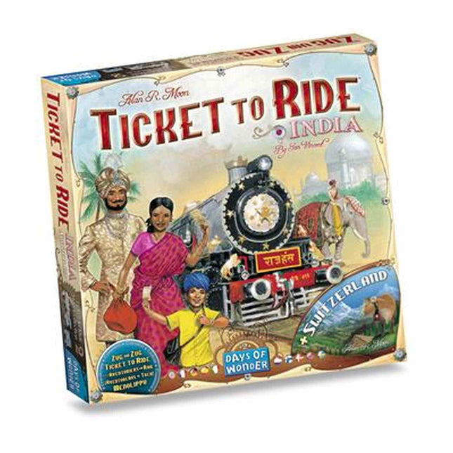 Dit is een foto van het spel Ticket to Ride - India/Zwitserland EN-NL te koop bij Speldorado Spellenwinkel Delft