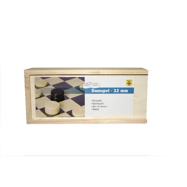 Dit is een foto van het spel Damstenen In Kistje 32 Mm te koop bij Speldorado Spellenwinkel Delft