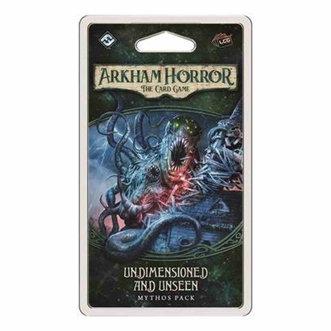Dit is een foto van het spel Undimensioned And Unseen - Mythos Pack - Arkham Horror - LCG te koop bij Speldorado Spellenwinkel Delft