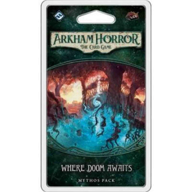 Dit is een foto van het spel Where Doom Awaits - Mythos Pack - Arkham Horror - LCG te koop bij Speldorado Spellenwinkel Delft
