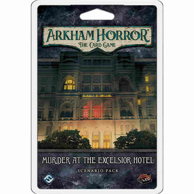 Dit is een foto van het spel Murder at the Excelsior Hotel - Arkham Horror - LCG te koop bij Speldorado Spellenwinkel Delft