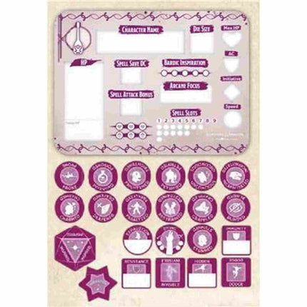 Dit is een foto van het spel Bard Token Set (22 & Combat Tile) - Dungeons and Dragons te koop bij Speldorado Spellenwinkel Delft
