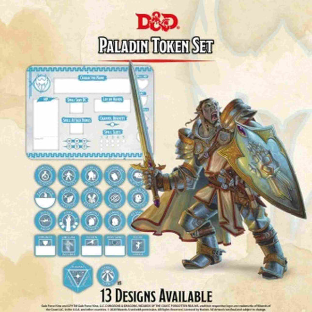 Dit is een foto van het spel Paladin Token Set (27 & Combat Tile) - Dungeons and Dragons te koop bij Speldorado Spellenwinkel Delft