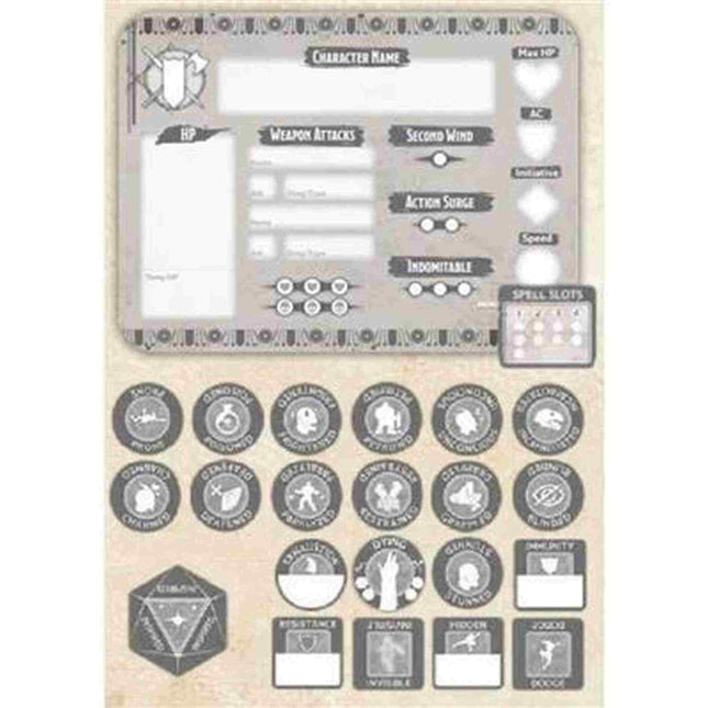 Dit is een foto van het spel 5Th Fighter Token Set (23 & Combat Tile) - Dungeons and Dragons te koop bij Speldorado Spellenwinkel Delft