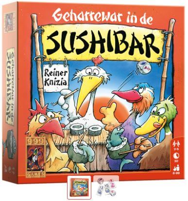 Geharrewar In De Sushibar – gezellig dobbelspel – 2 tot 4 spelers