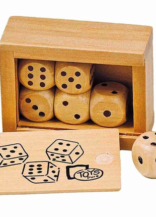 Dobbelen  Houten Kistje Met 6 Houten Dobbelstenen - Hout - uitvoering