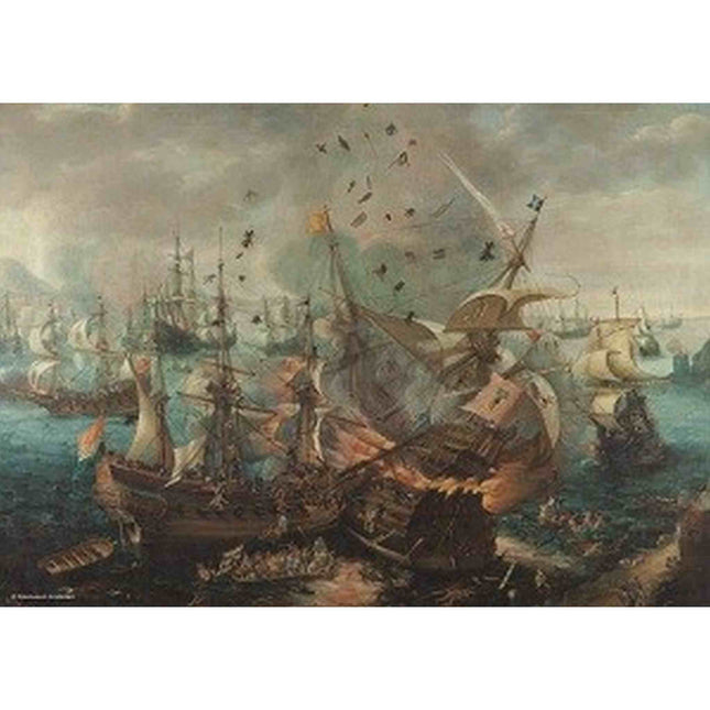 Dit is een foto van het spel Zeeslag Cornelis Van Wieringen (Rijksmuseum) te koop bij Speldorado Spellenwinkel Delft