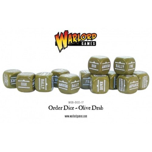 Bolt Action 2 Bolt Action Orders Dice - Olive Drab (12), WGB-DICE-17 van Warlord Games te koop bij Speldorado !