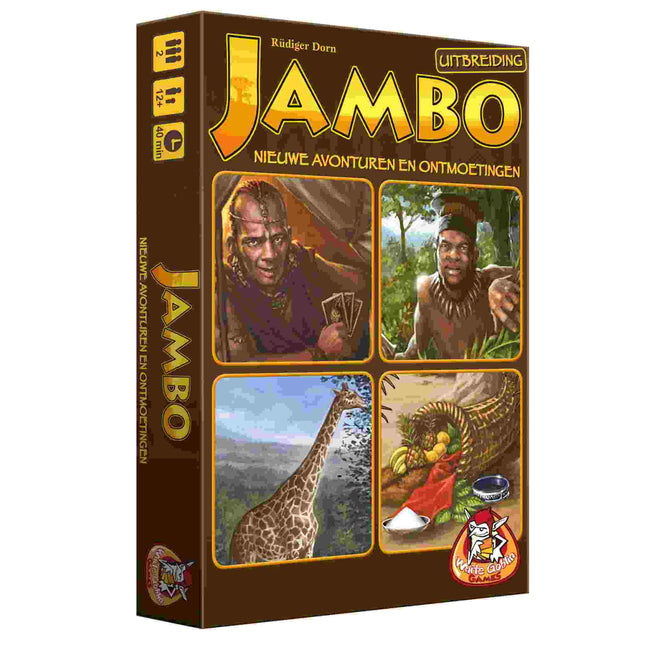 Dit is een foto van het spel Jambo Nieuwe Avonturen En Ontmoetingen te koop bij Speldorado Spellenwinkel Delft