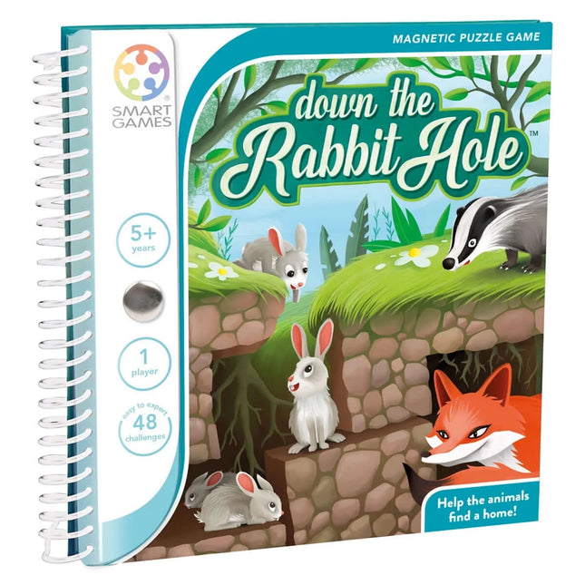 Dit is een foto van het spel Down the Rabbit Hole - Magnetic Travel - Smart games te koop bij Speldorado Spellenwinkel Delft