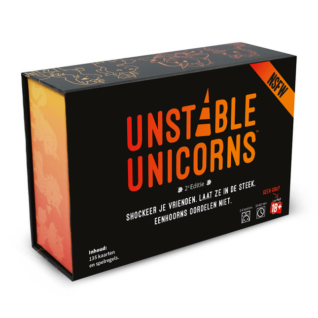 Dit is een foto van het spel Unstable Unicorns NSFW NL te koop bij Speldorado Spellenwinkel Delft